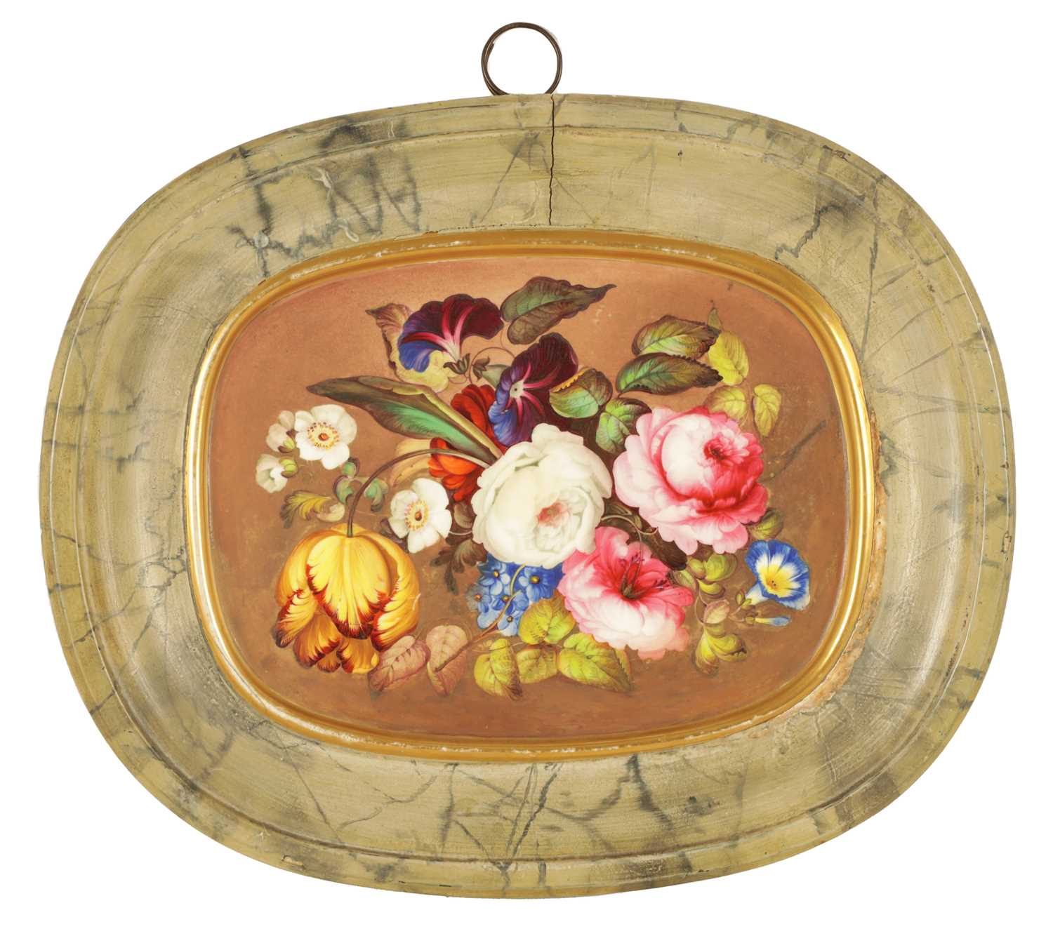 A 19TH CENTURY ROYAL CROWN DERBY TYPE PORCELAIN PLAQUE IN THE MANNER OF JAMES ROUSE
