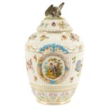 A LATE 19TH CENTURY DRESDEN LARGE VASE AND COVER IN THE MANNER OF AUGUSTUS REX