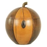 A GEORGE III FRUITWOOD CANTALOUPE MELON TEA CADDY