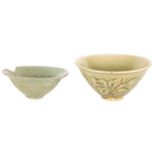 TWO 18TH/19TH CENTURY CHINESE CELADON GLAZED BOWLS