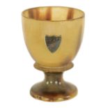 A 19TH CENTURY HORN SILVER MOUNTED CUP