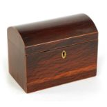 A GEORGIAN PARTRIDGE WOOD DOME-TOP TEA CADDY