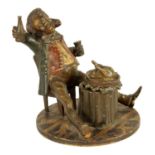 A 19TH CENTURY COLD PAINTED BRONZE NOVELTY INK WELL