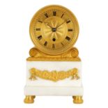 YOUNG AND SON, STRAND, LONDON. AN ENGLISH REGENCY MARBLE AND ORMOLU FUSEE MANTEL CLOCK