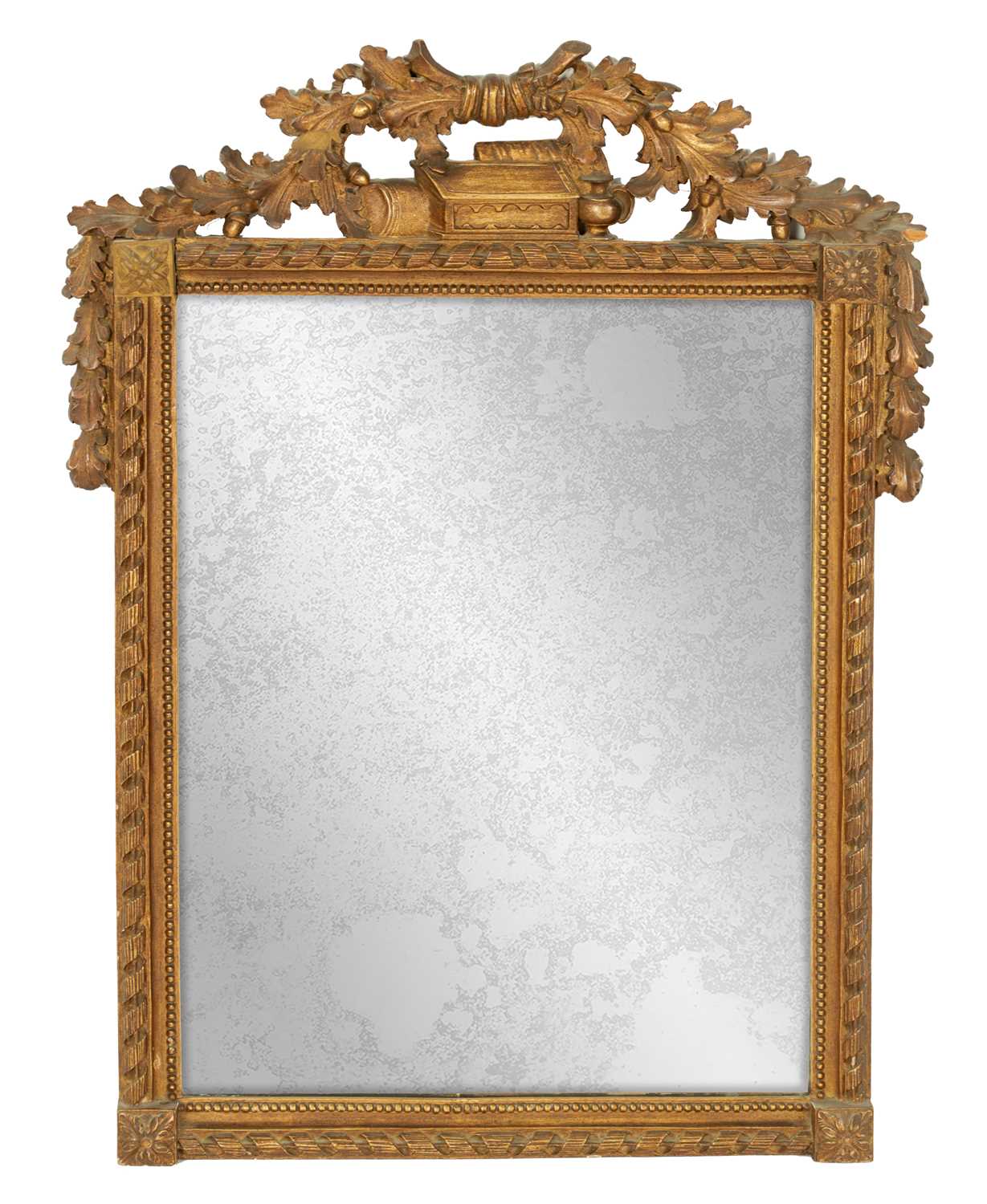 A 19TH CENTURY CONTINENTAL CARVED GILTWOOD HANGING MIRROR