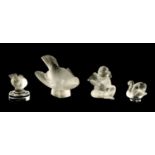 A COLLECTION OF FOUR LALIQUE FRANCE FROSTED GLASS SCULPTURES