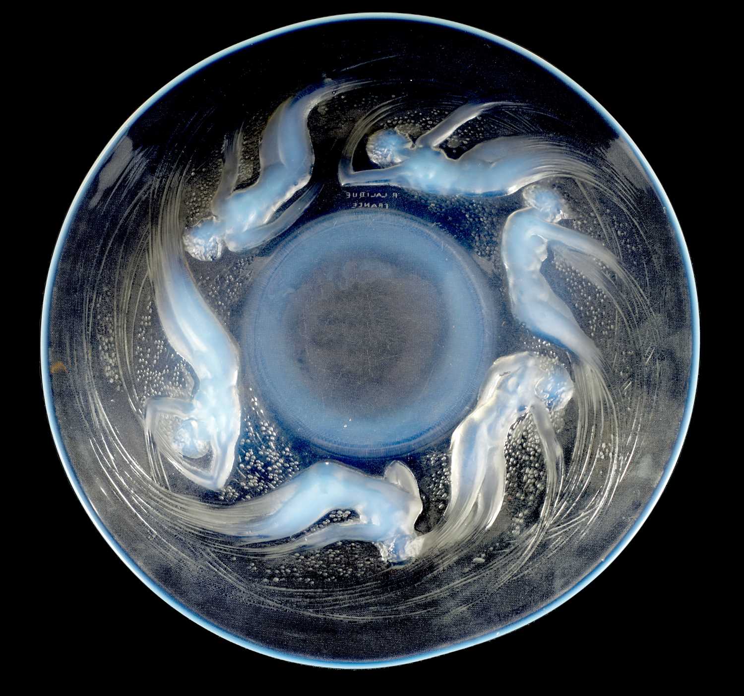 AN R LALIQUE OPALESCENT MOULDED GLASS 'ONDINES' BOWL