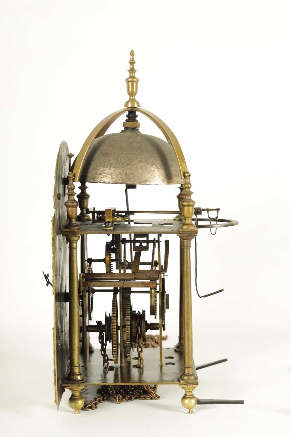 SAMUEL GUY, LONDON. AN EARLY 18TH CENTURY BRASS LANTERN CLOCK - Image 4 of 7