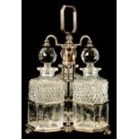 AN UNUSUAL LATE 19TH CENTURY SILVER PLATED THREE BOTTLE BERESFORD’S PATENT TANTALUS