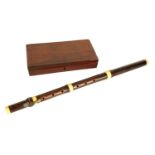 A LATE 18TH CENTURY CASED BOXWOOD AND IVORY FLUTE BY KUSDER