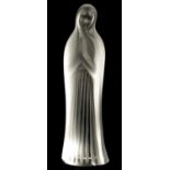 A LALIQUE 'VIRGIN MARY WITH HANDS TOGETHER' FROSTED GLASS FIGURINE