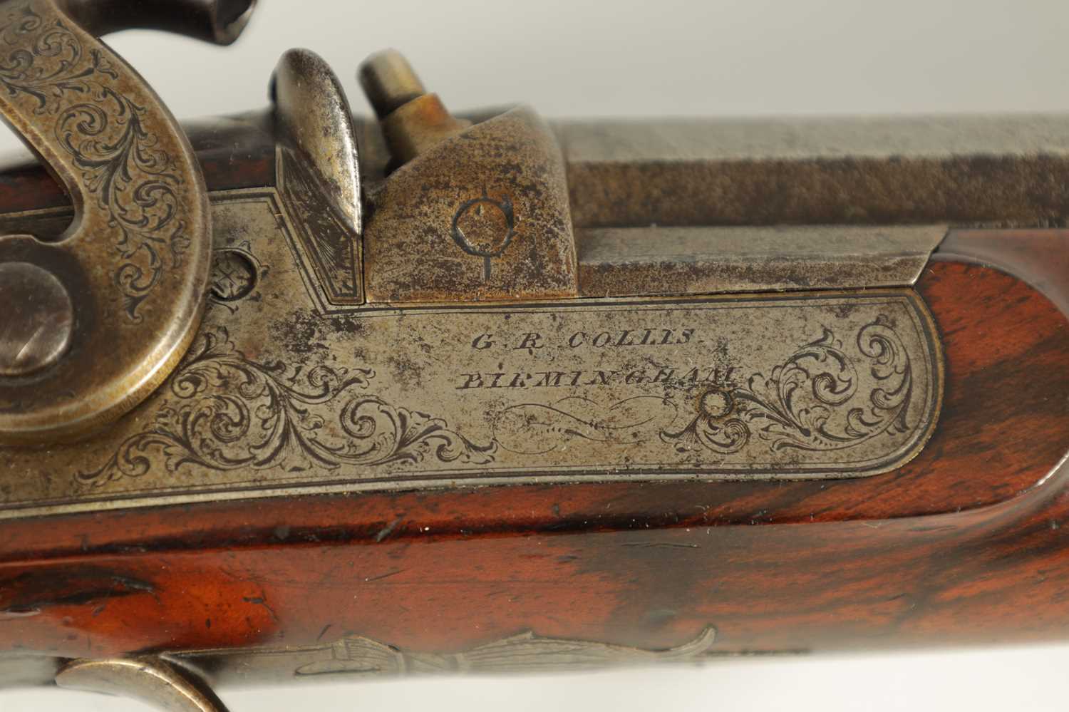 G R COLLIS, BIRMINGHAM. AN EARLY 19TH CENTURY WALNUT PERCUSSION HOLSTER PISTOL - Image 3 of 10