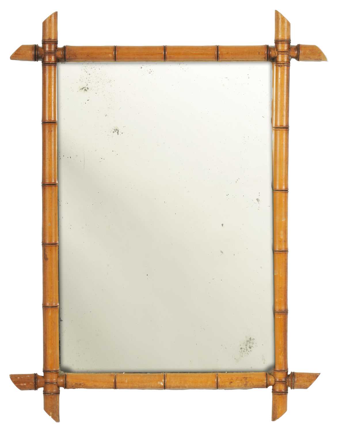 A LARGE 19TH CENTURY FAUX BAMBOO HANGING MIRROR