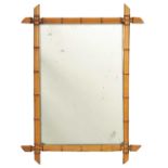 A LARGE 19TH CENTURY FAUX BAMBOO HANGING MIRROR
