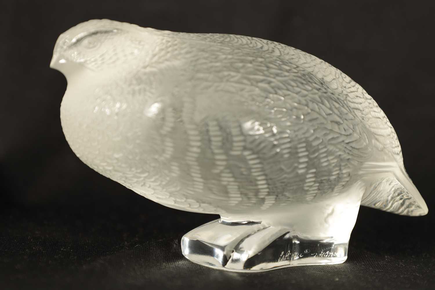 A LALIQUE FRANCE FROSTED GLASS BIRD SCULPTURE - Image 3 of 10
