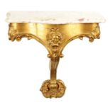 AN 18TH CENTURY FRENCH CARVED GILT WOOD HANGING CONSOLE TABLE