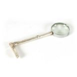 A FRENCH ART NOVEAU SILVER HANDLED MAGNIFYING GLASS