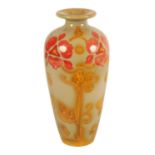 AN UNUSUAL ART NOVEAU BURMANTOFTS FAIENCE LUSTRE FLORAL VASE BY JOSEPH WALMSLEY