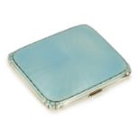 A GEORGE VI SILVER AND GUILLOCHE ENAMEL LADIES CIGARETTE CASE