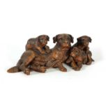 A FINE 19TH CENTURY BLACK FOREST CARVED LINDEN-WOOD ANIMAL GROUP