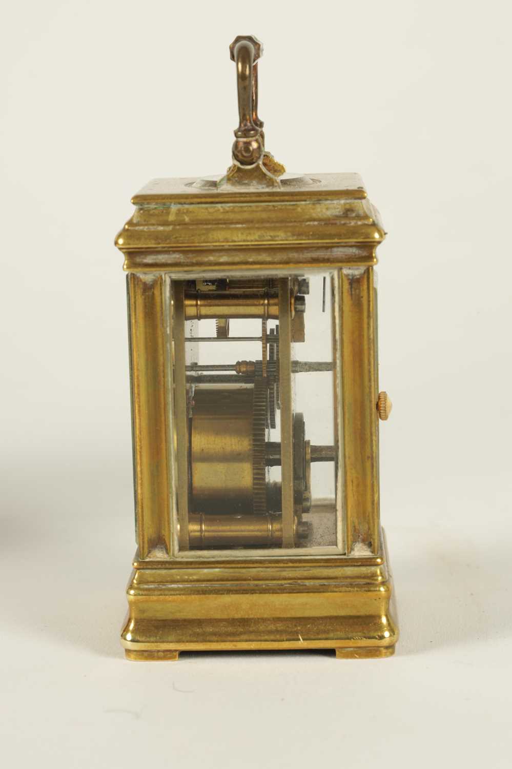 LE ROY & FILS, 57 NEW BOND STREET, LONDON. A LATE 19TH CENTURY FRENCH BRASS CASED MINIATURE CARRIAGE - Image 4 of 12