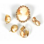 A COLLECTION OF 9CT GOLD CAMEO JEWELLERY
