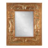 AN ARTS AND CRAFTS NEWLYN SCHOOL STYLE COPPER FRAMED MIRROR