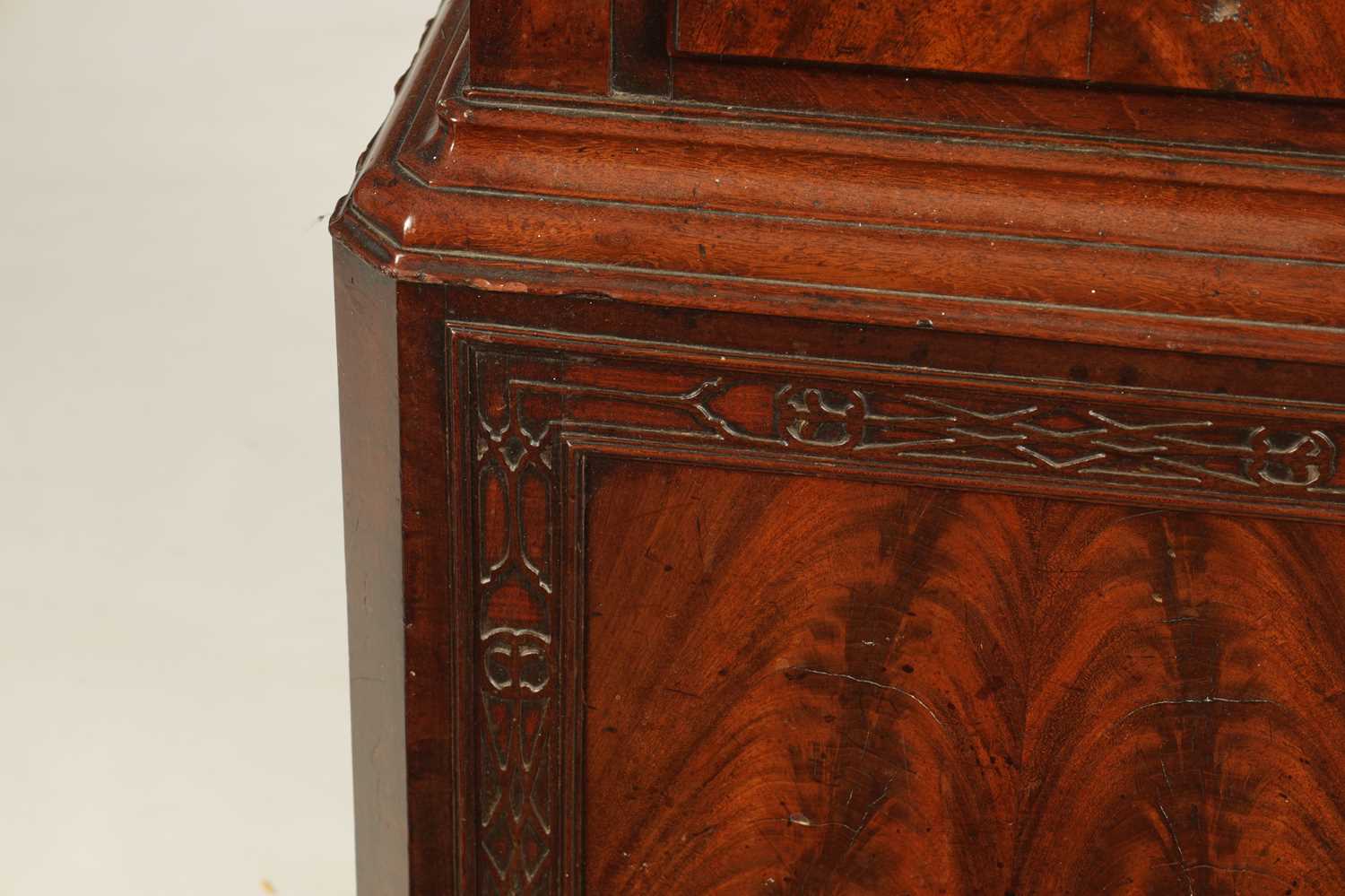 WILLIAM WINSTANLEY, WIGAN. A GEORGE III FLAME MAHOGANY EIGHT-DAY MOON ROLLER LONGCASE CLOCK - Image 7 of 10