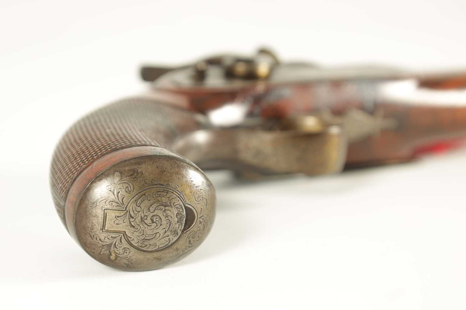 G R COLLIS, BIRMINGHAM. AN EARLY 19TH CENTURY WALNUT PERCUSSION HOLSTER PISTOL - Image 4 of 10