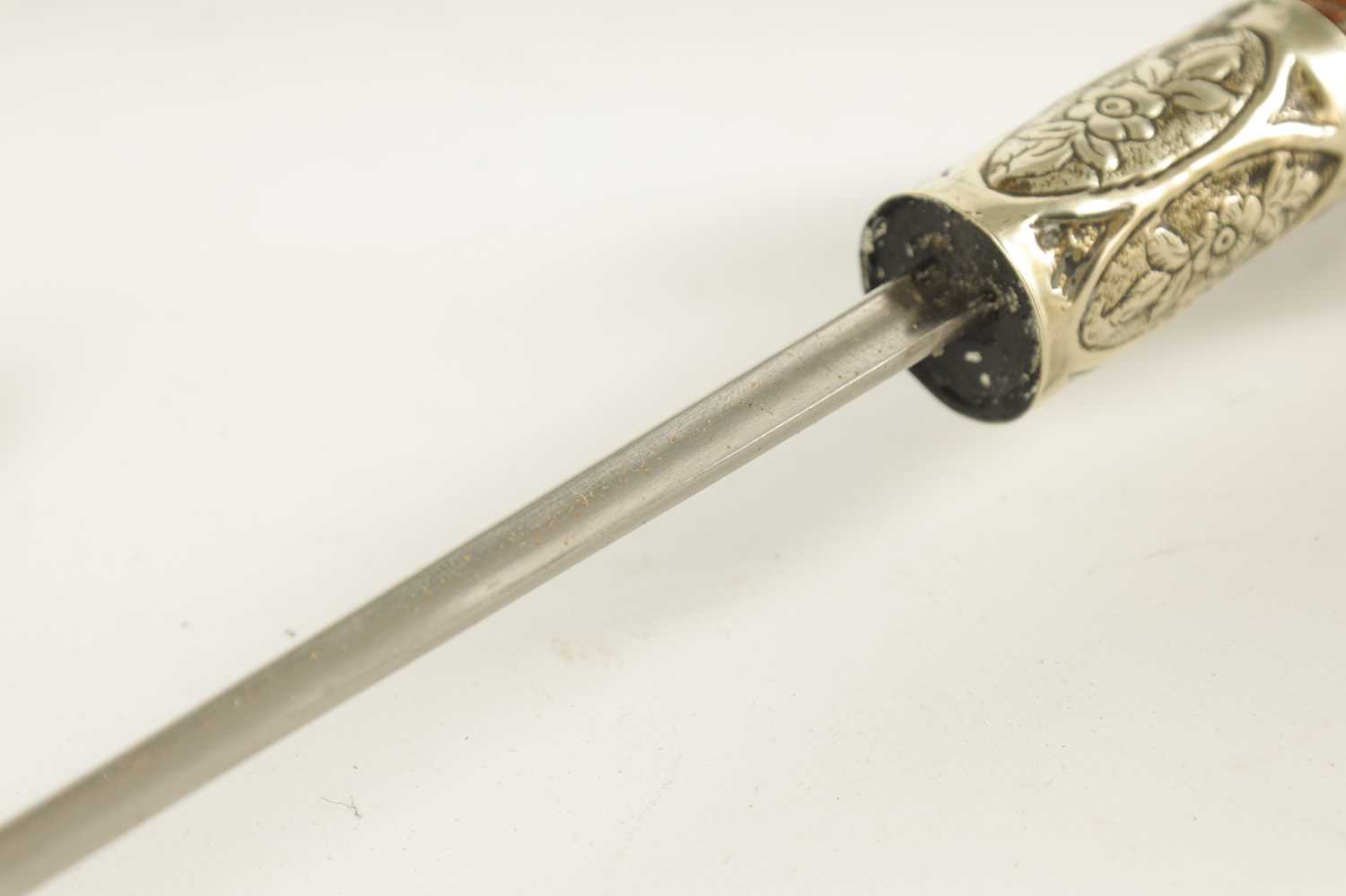 AN ART NOUVEAU MALACCA AND SILVER METAL SWORD STICK - Image 6 of 7