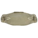 A STYLISH LIBERTY TUDRIC PEWTER TWO-HANDLED OVAL TRAY