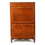 A GEORGE III FIGURED MAHOGANY AND BOXWOOD STRUNG SECRETAIRE CABINET IN THE MANNER OF INCE AND MAYHEW