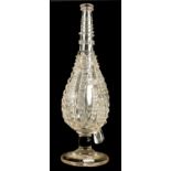 AN 18TH CENTURY LARGE TAPERING CLEAR GLASS FLASK