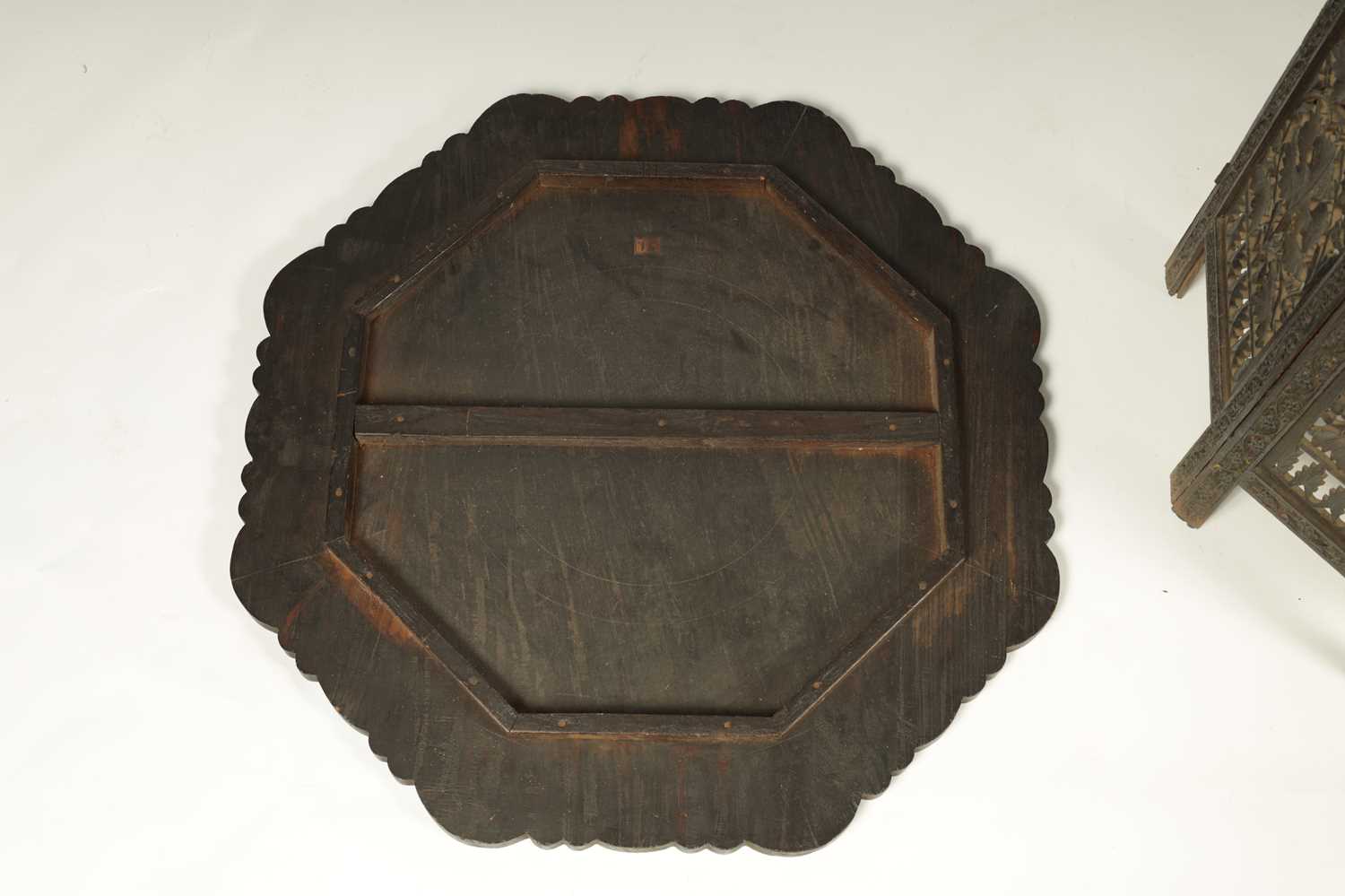 A 19TH CENTURY CARVED HARDWOOD ANGLO-INDIAN FOLDING OCCASIONAL TABLE PROBABLY BURMESE - Image 9 of 10