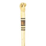 A 19TH CENTURY WHALEBONE AND BALEEN BANDED WALKING STICK