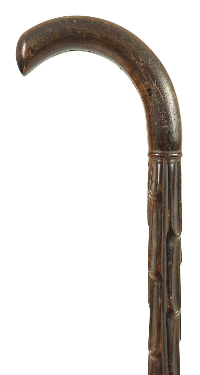 A GOOD 19TH CENTURY RHINOCEROS HORN WALKING STICK