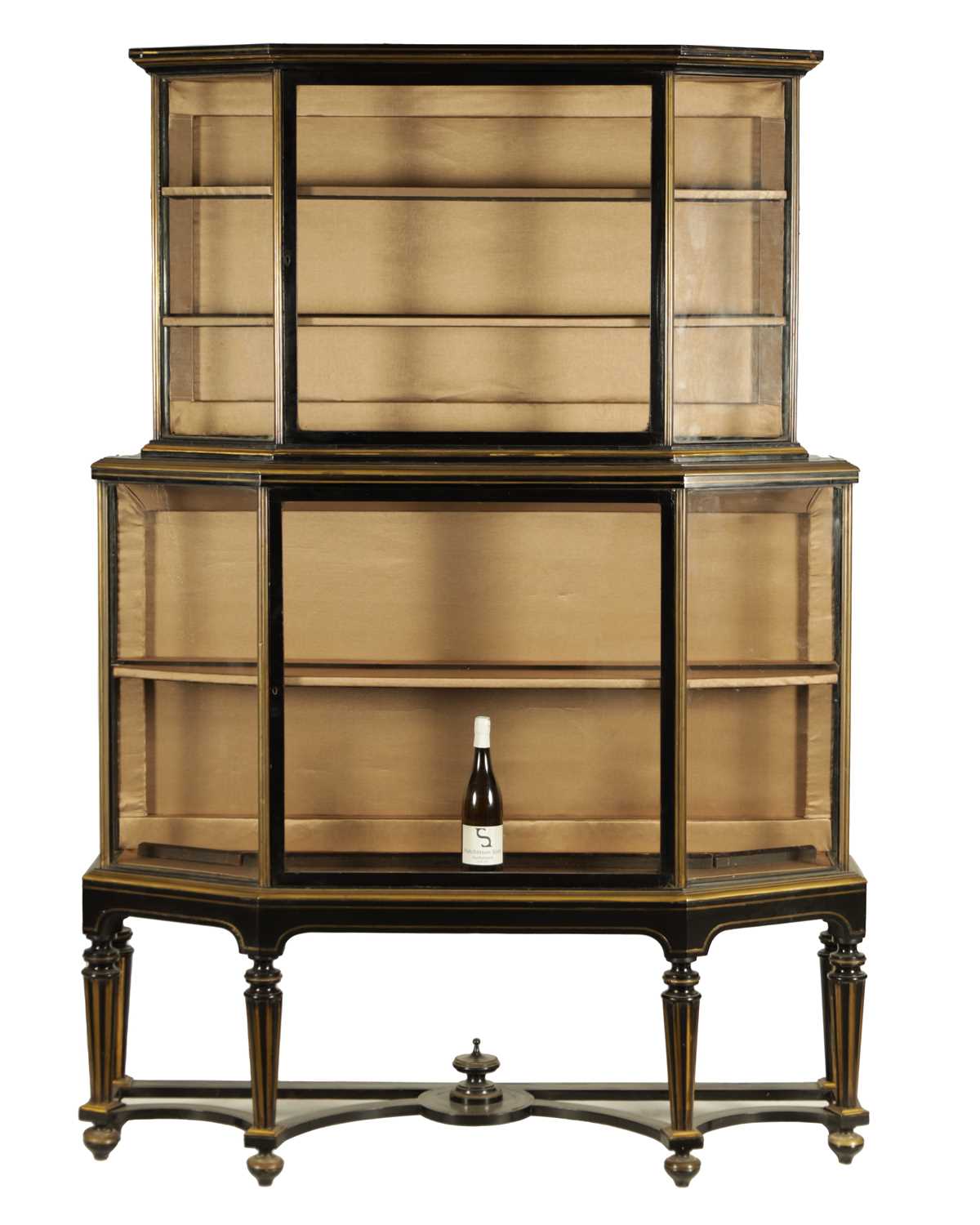 A 19TH CENTURY FRENCH EBONISED AND BRASS INLAID DISPLAY CABINET - Image 4 of 6