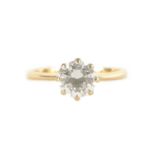 A LADIES 18CT GOLD 1.5CT DIAMOND SOLITAIRE RING