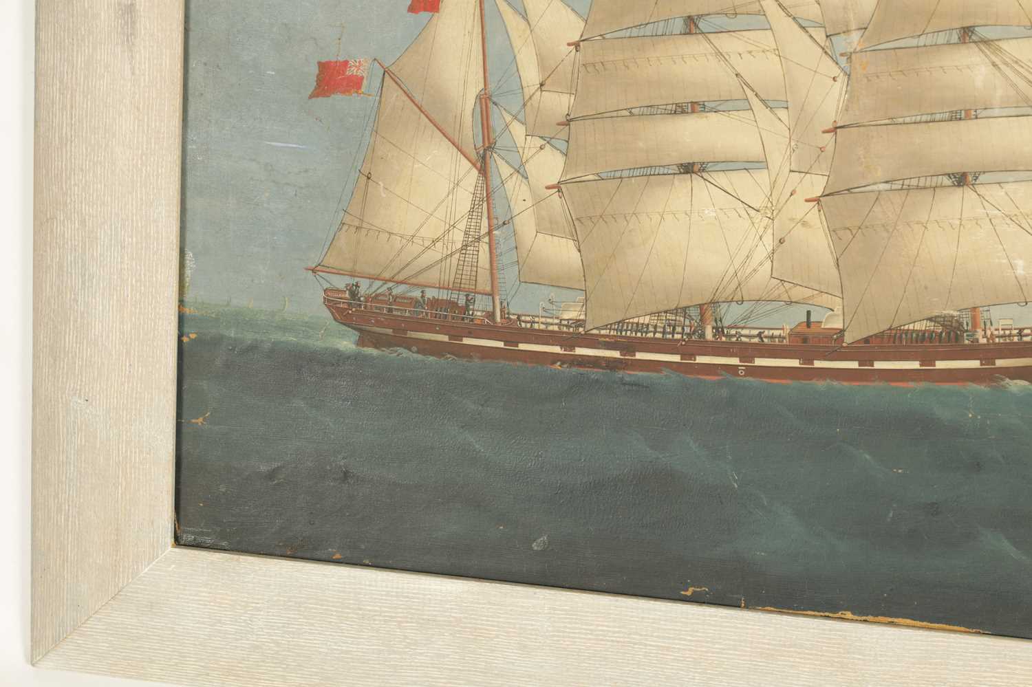 A 19TH CENTURY MARINE OIL CANVAS LAID ON BOARD - Image 5 of 5