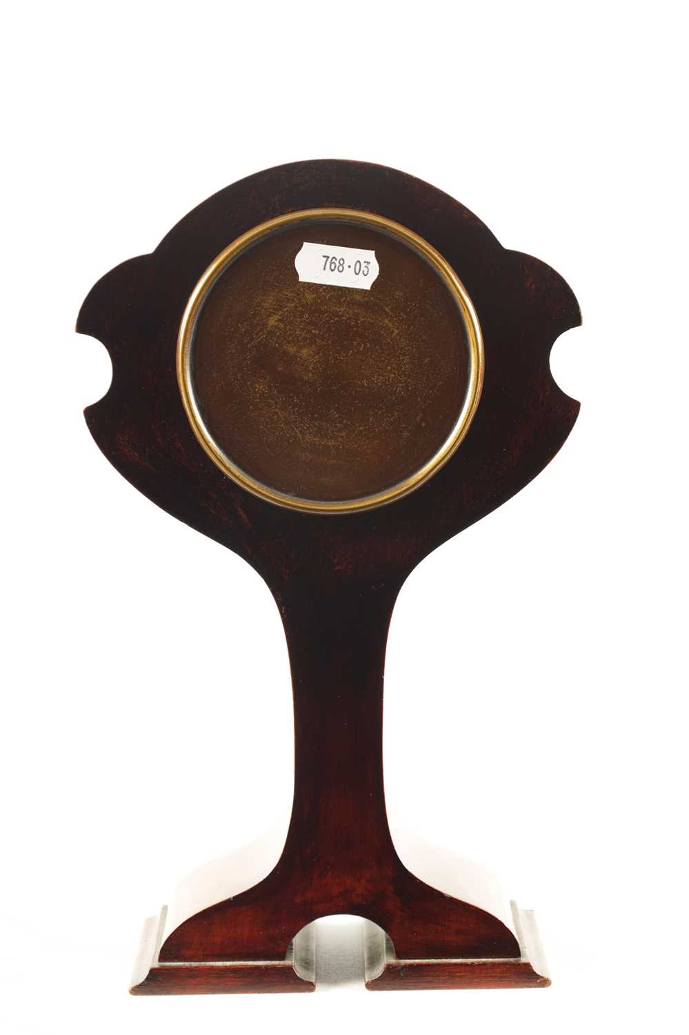 AN EDWARDIAN ART NOUVEAU STYLE BOXWOOD STRUNG AND MAHOGANY INLAID MANTEL CLOCK - Image 6 of 8