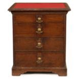 AN UNUSUAL LATE 19TH CENTURY WALNUT SMALL CHEST OF DRAWERS BY E. WALKER CABINETMAKER AND DATED 1893