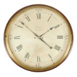 INGRAM, GLOSTER. A FINE GEORGE III AND LATER 18” DIAL GIANT DOUBLE FUSEE WALL CLOCK