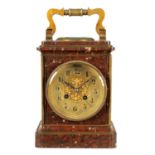 A 19TH CENTURY GILT BRASS AND ROUGE MARBLE MANTEL CLOCK