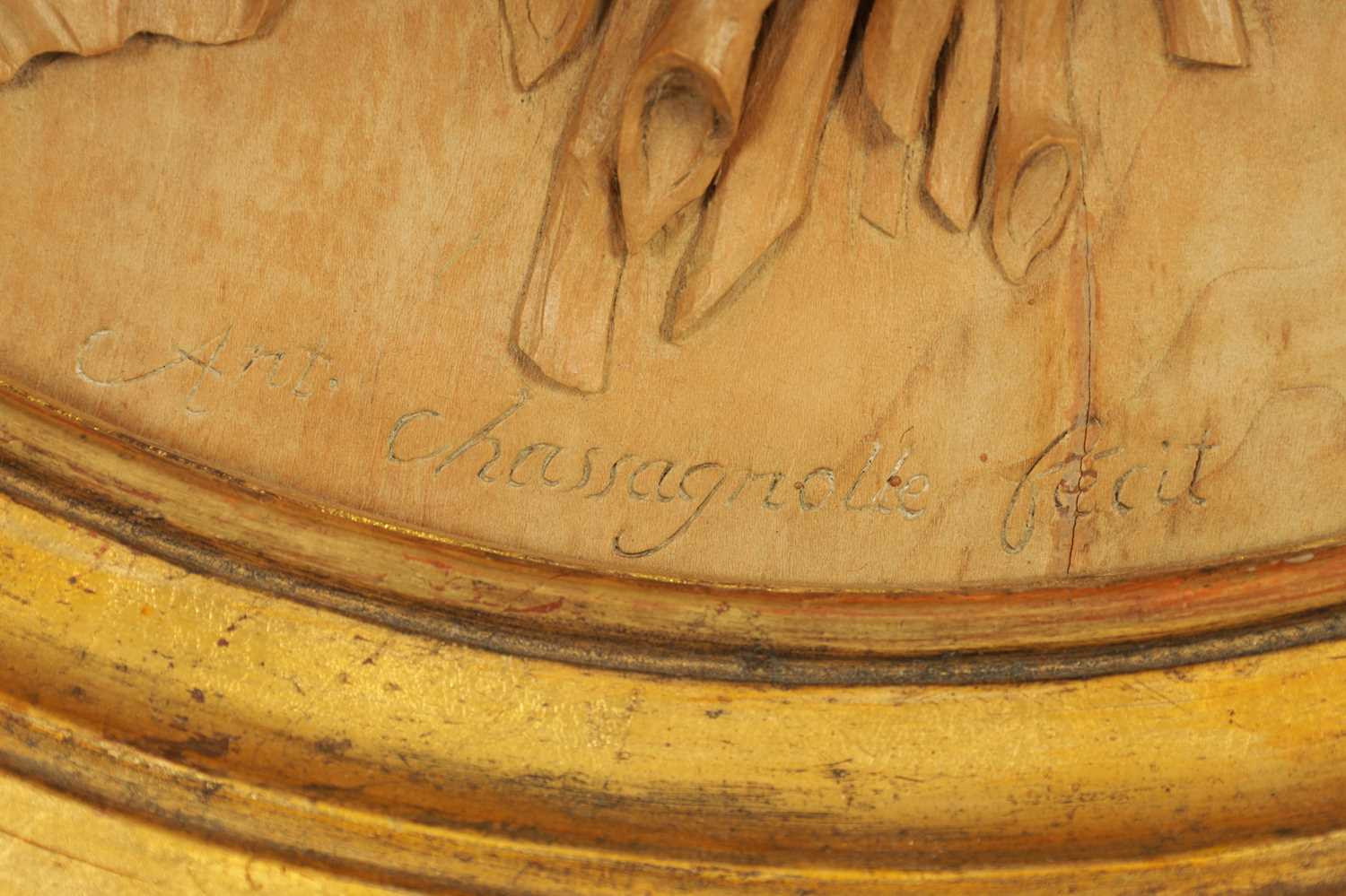 ANTONIE CHASSAGNOLLE (ACTIVE CIRCA 1780). A FINE GEORGE III CARVED HIGH-RELIEF WORK LIMEWOOD OVAL PA - Image 4 of 6