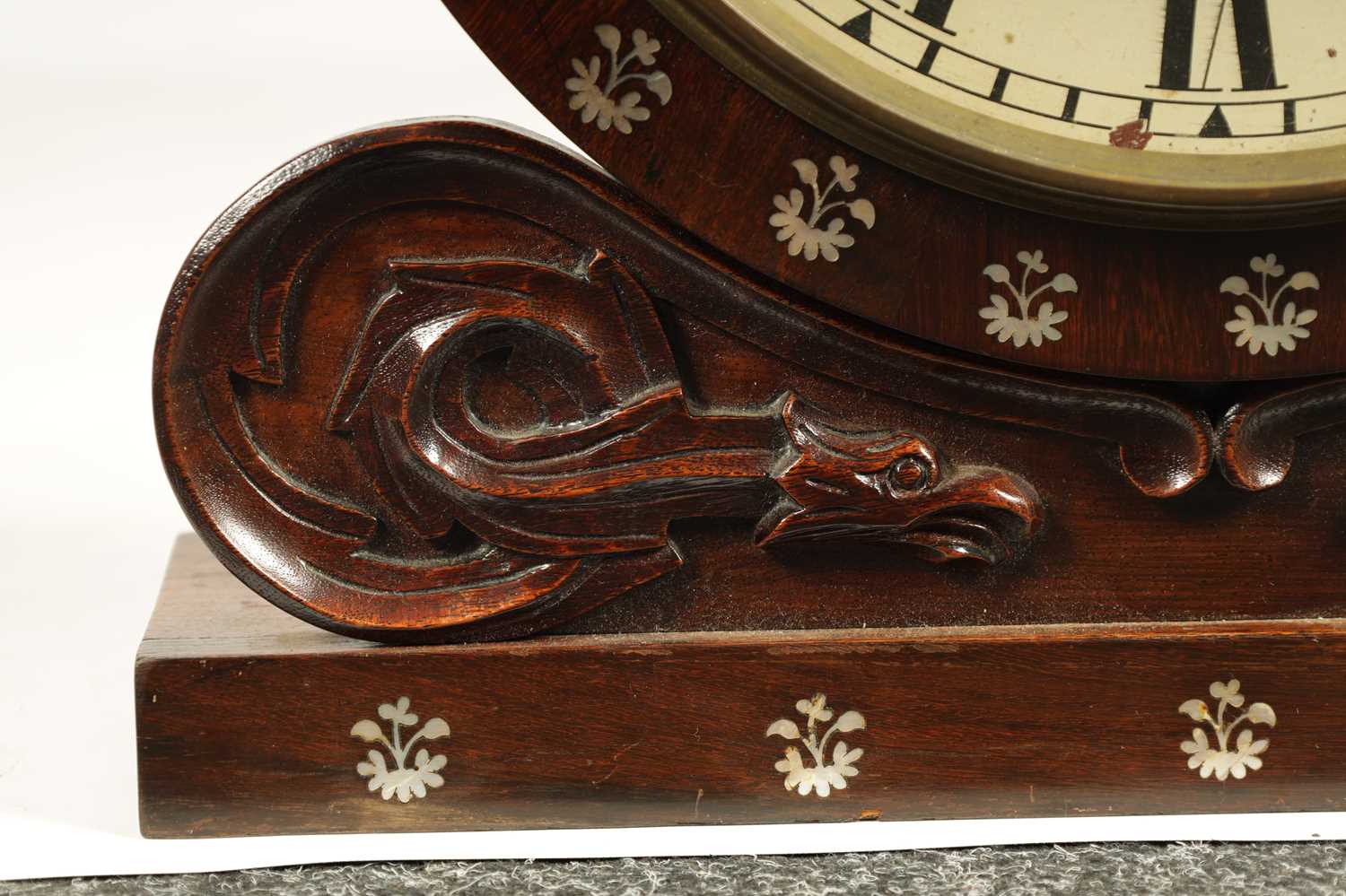 WEKLER & SCHLEGEL, DUBLIN A LATE 19TH CENTURY MOTHER OF PEARL INLAID ROSEWOOD WALL CLOCK - Image 3 of 11