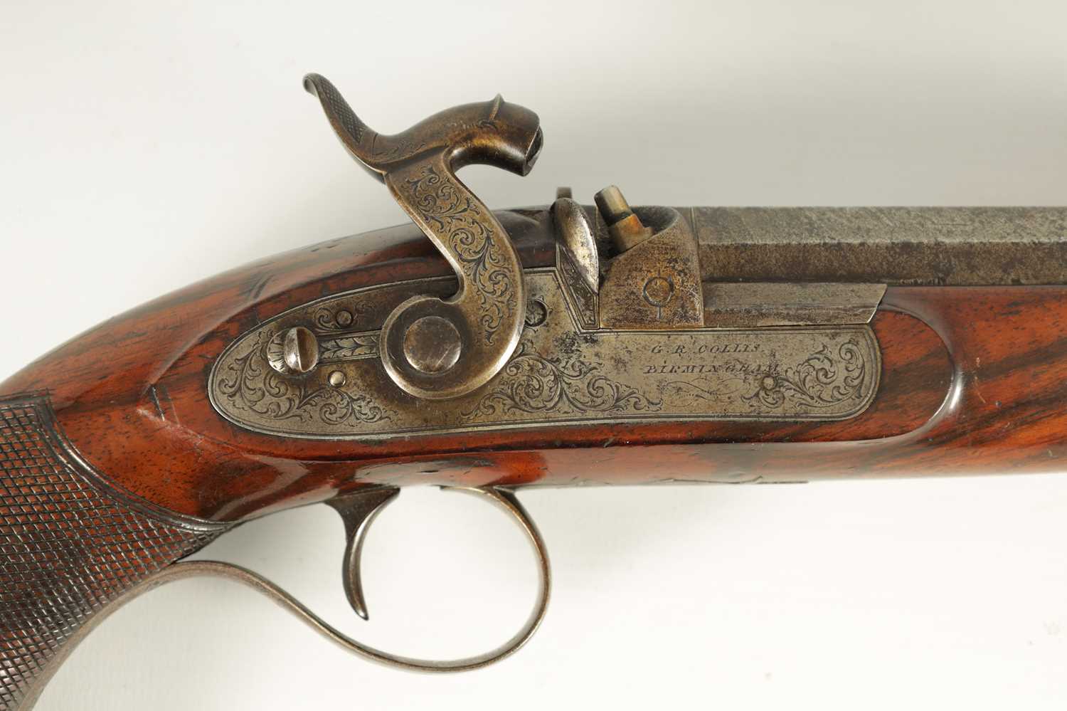 G R COLLIS, BIRMINGHAM. AN EARLY 19TH CENTURY WALNUT PERCUSSION HOLSTER PISTOL - Image 2 of 10