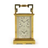 W. BATTY, LONDON. A VERY RARE LATE 19TH CENTURY FRENCH LACQUERED BRASS CARRIAGE CLOCK TIMEPIECE WIT