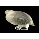A LALIQUE FRANCE FROSTED GLASS BIRD SCULPTURE