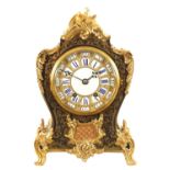 A LATE 19TH CENTURY FRENCH BOULLE AND ORMOLU MOUNTED MANTEL CLOCK