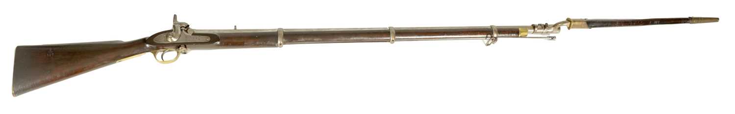 A MID 19TH CENTURY ENFIELD 1859 PATTERN PERCUSSION THREE BAND MUSKET